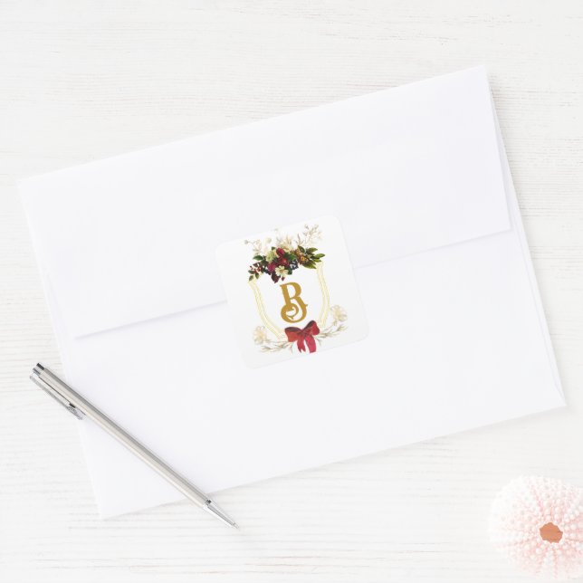 Christmas Monogram Beautiful Floral stickers (Envelope)