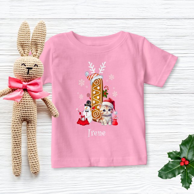 Christmas Monogram Gingerbread Letter I infant Baby T-Shirt (Creator Uploaded)