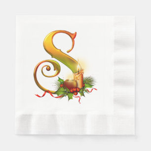 Christmas Monogram Initial S Paper Napkin