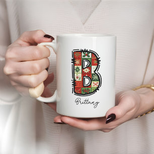Christmas monogram mug, Personalized name mug