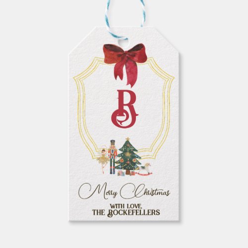 Christmas Monogram Nutcracker Ballet Gift Tags