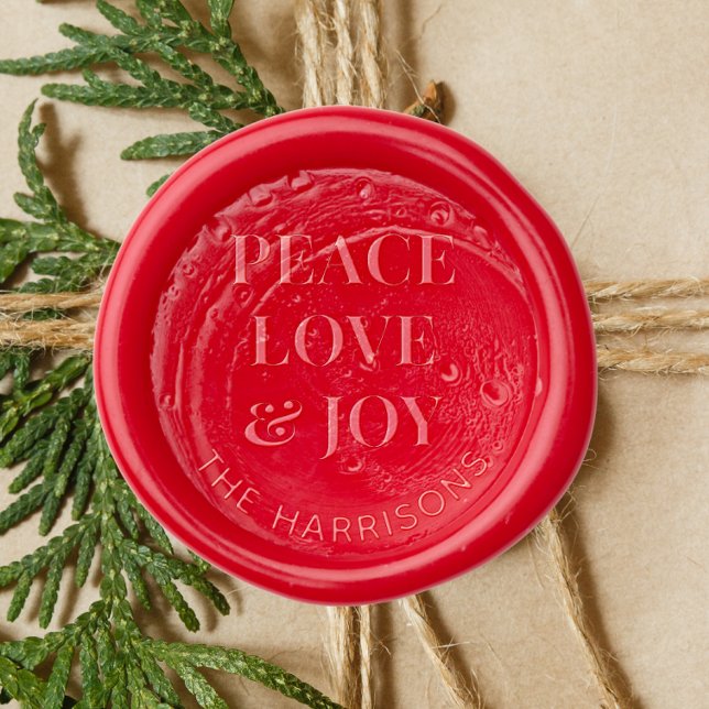 Christmas Monogram Peace Love Joy Wax Seal Stamp (Seal your holiday cards, invitations and gifts with peace,  love, joy, and the spirit of Christmas)