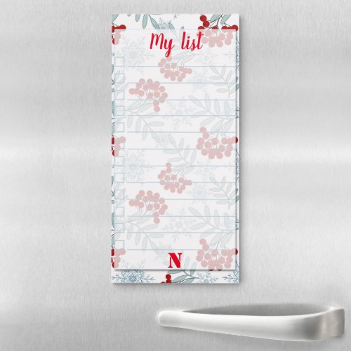 Christmas monogram personalized snowflakes magnetic notepad