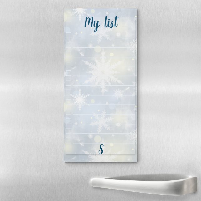 Christmas ,monogram ,personalized ,snowflakes magnetic notepad (In Situ)