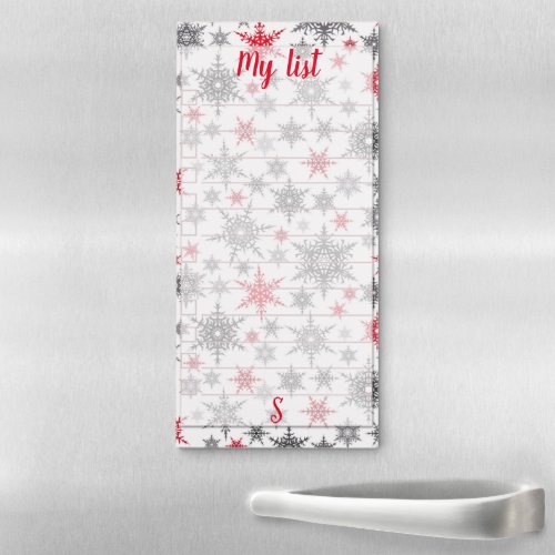 Christmas monogram personalized snowflakes magnetic notepad