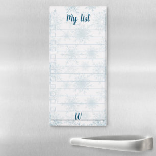 Christmas ,monogram ,personalized ,snowflakes magnetic notepad