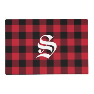 Christmas Monogram Red Buffalo Check Placemat