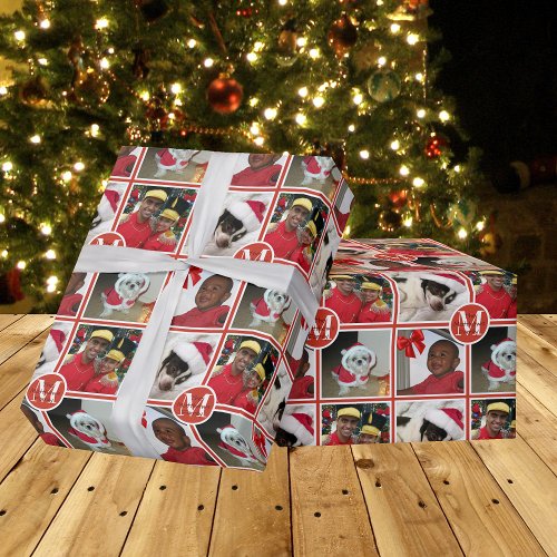 Christmas Monogram Red Create Your Own Photo Wrapping Paper