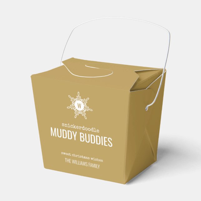 Christmas Monogram Snowflake Food Gift Favor Box (Front Side)