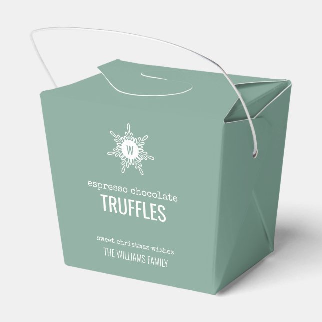 Christmas Monogram Snowflake Food Gift Favor Box (Back Side)