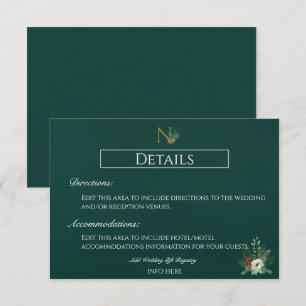 Christmas Monogram Wedding Details Enclosure Card