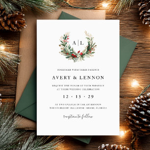 Christmas Monogram Wedding Invitation