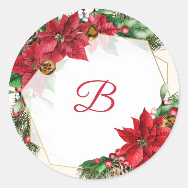 Christmas monogram Wedding Sticker (Front)