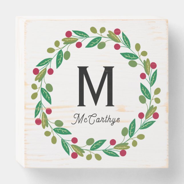 Christmas Monogram  Wooden Box Sign (Front Horizontal)