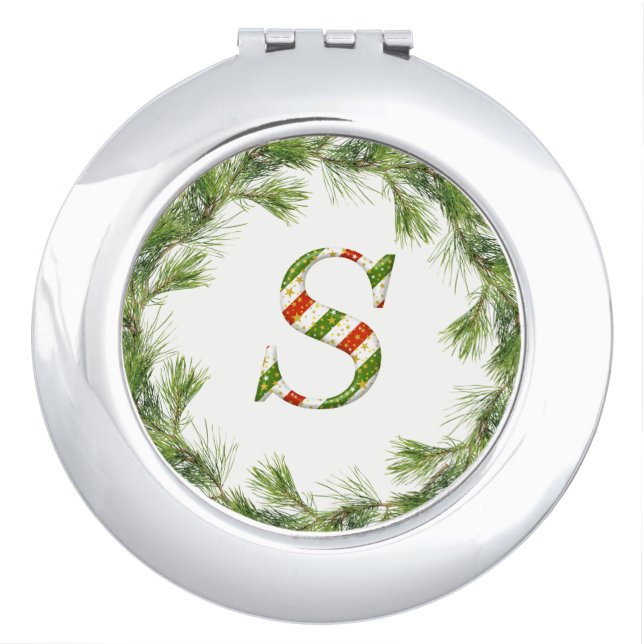 Christmas  Monogrammed compact mirror (Front)