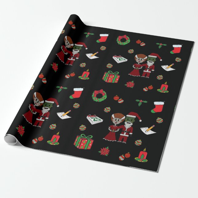 Christmas monster wrapping paper (Unrolled)