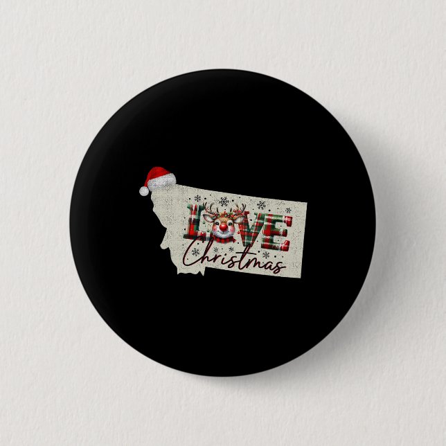 Christmas Montana Xmas State Map Montana Christmas Button (Front)