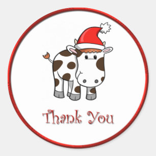 Christmas Moo Cow Thank You Sticker