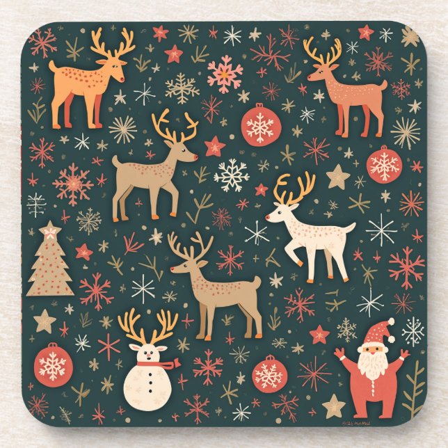 Christmas mood cushion beverage coaster (Front)