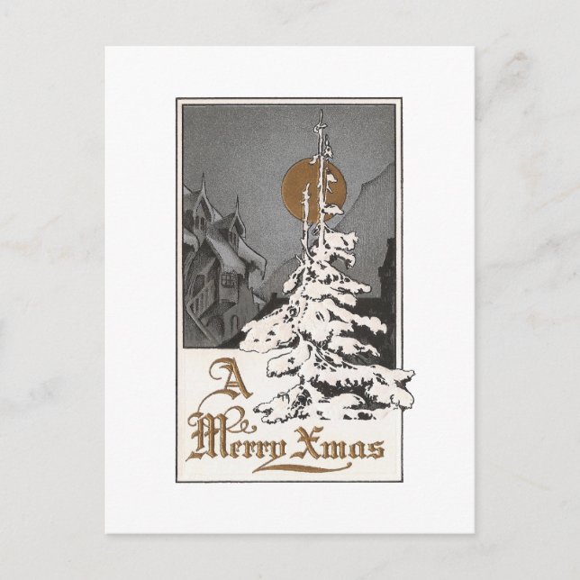 Christmas Moon Holiday Postcard (Front)