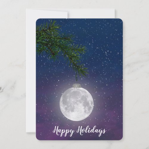 Christmas Moon on Pine Bough  Holiday Card