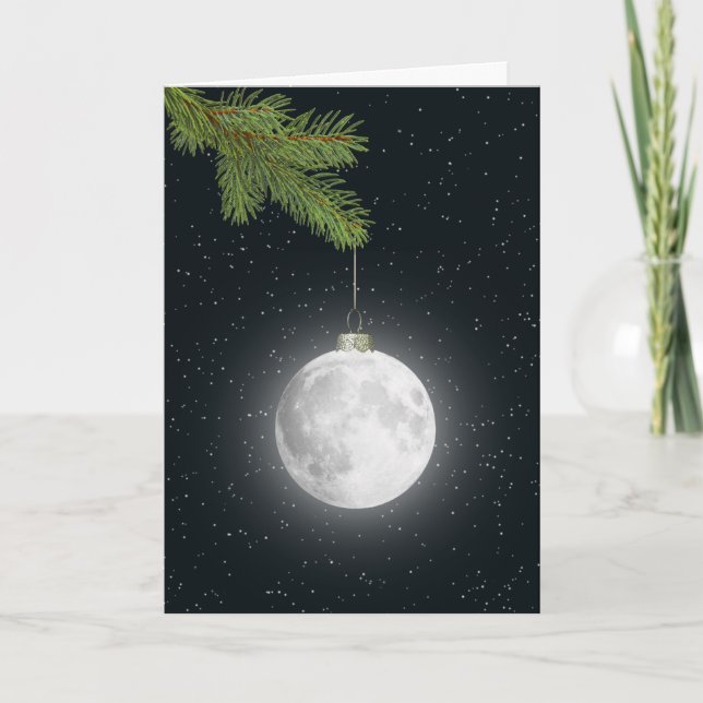 Christmas Moon Ornament Holiday Card (Front)