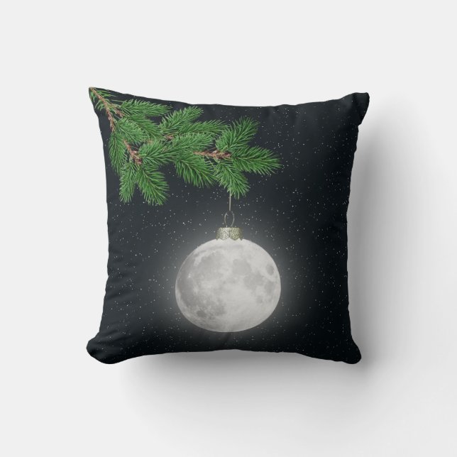 Christmas Moon Ornament  Throw Pillow (Front)