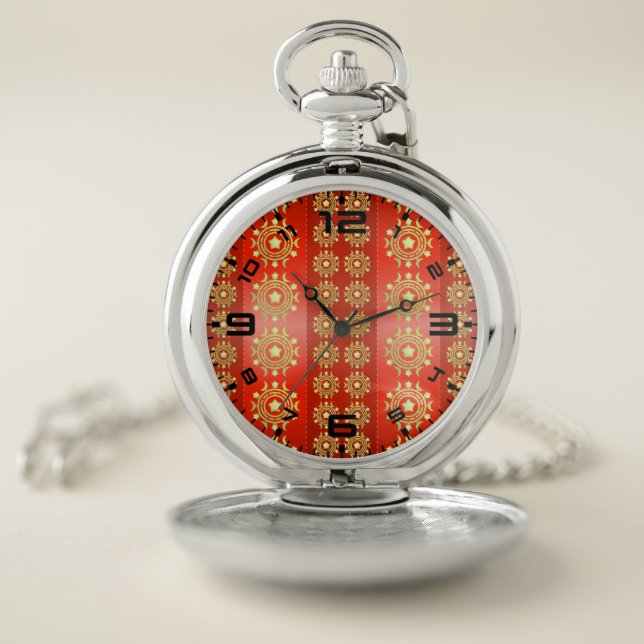 Christmas Moon Star Pattern-65756 Pocket Watch (Inside)