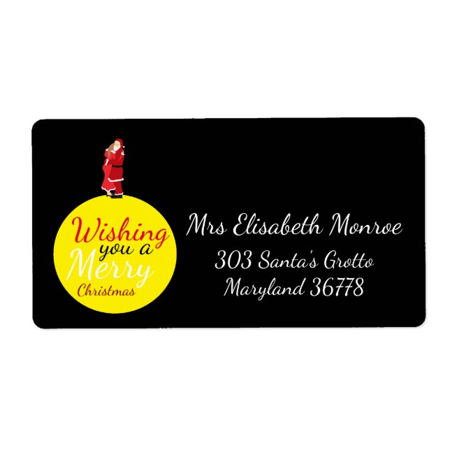 Christmas Moon Wishing You A Merry Christmas Label (Front)