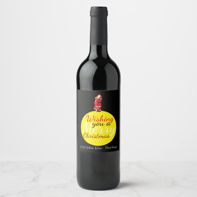 Christmas Moon Wishing You A Merry Christmas Wine  Label (Front)