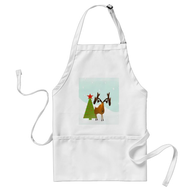 Christmas Moose Adult Apron (Front)
