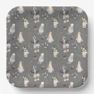 Christmas Moose and Gnomes Paper Plates
