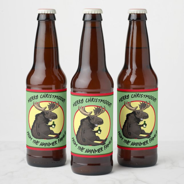 Christmas Moose Bottle Labels (Bottles)