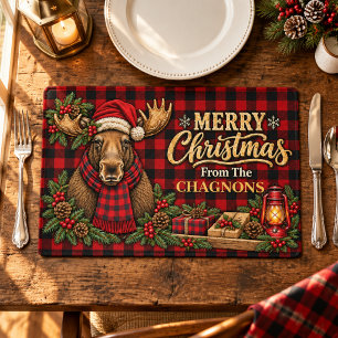 Christmas Moose Buffalo Plaid Placemat