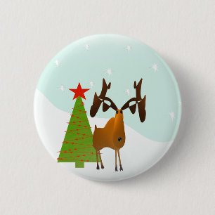 Christmas Moose Button