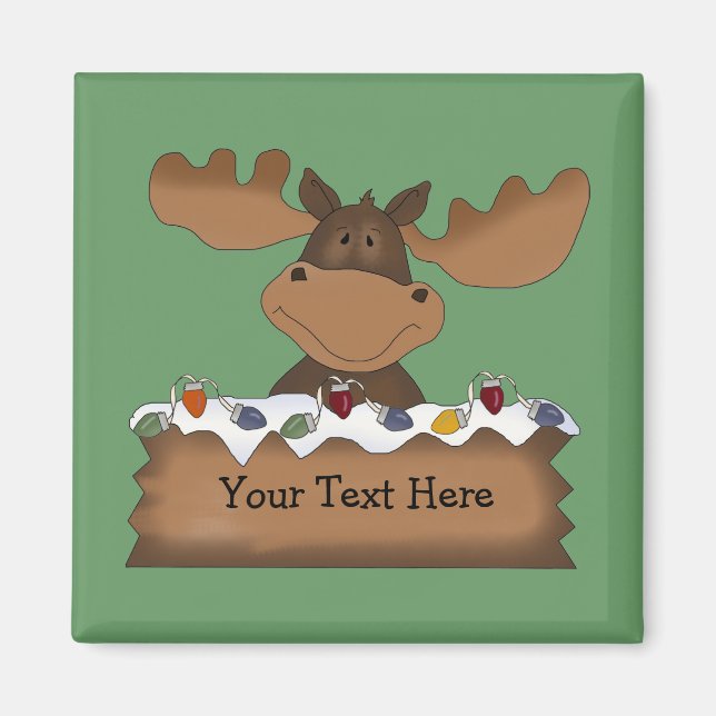 Christmas Moose (customizable) Magnet (Front)