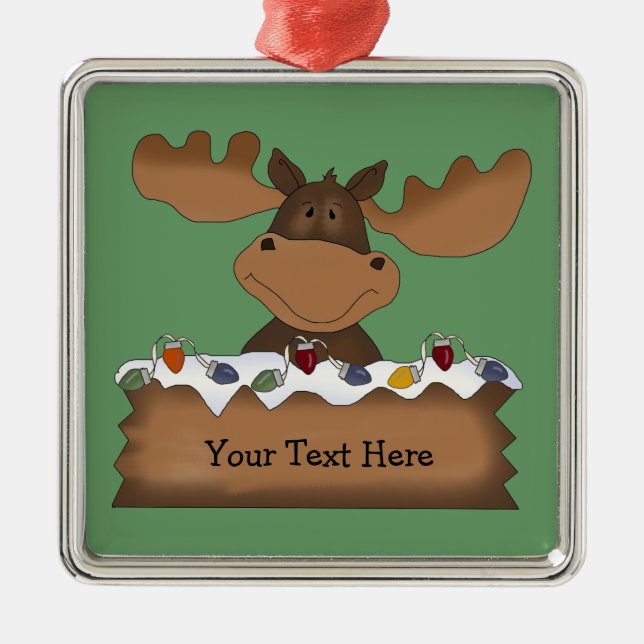 Christmas Moose (customizable) Metal Ornament (Front)
