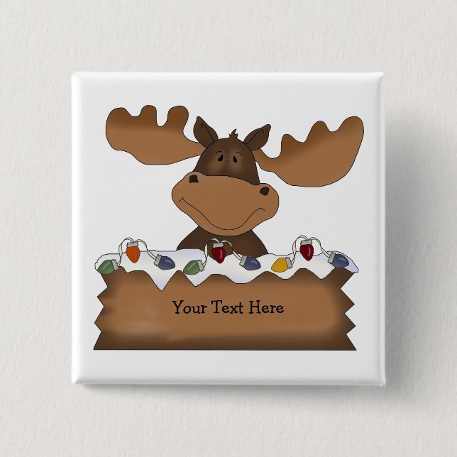 Christmas Moose (customizable) Pinback Button (Front)