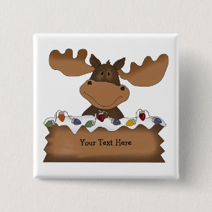 Christmas Moose (customizable) Pinback Button