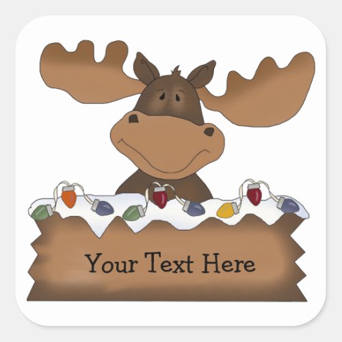 Christmas Moose customizable Square Sticker