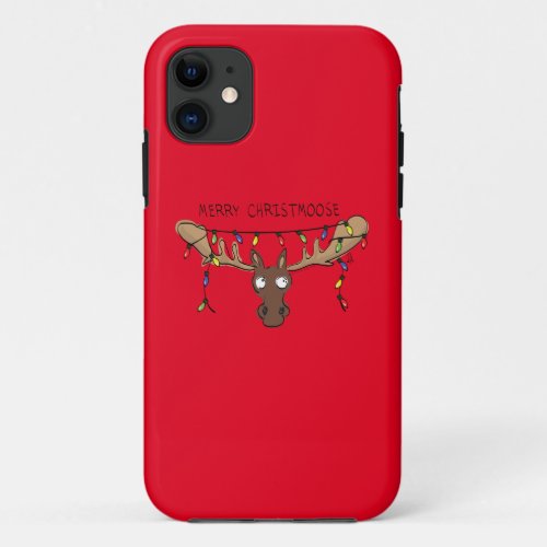 Christmas Moose Cute Funny Holiday Animal iPhone 11 Case