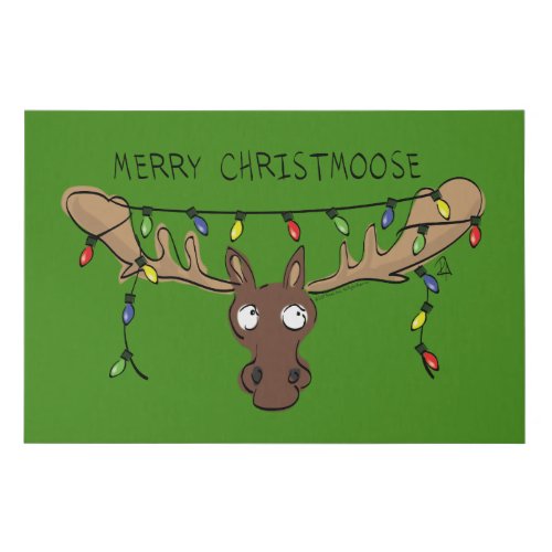 Christmas Moose Cute Funny Holiday Animal Faux Canvas Print