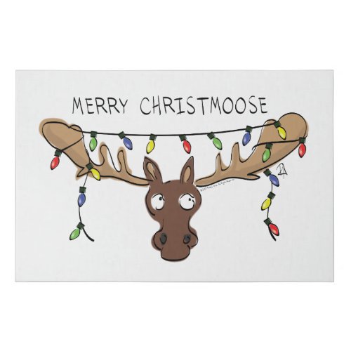 Christmas Moose Cute Funny Holiday Animal Faux Canvas Print