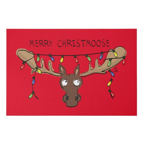 Christmas Moose Cute Funny Holiday Animal Faux Canvas Print