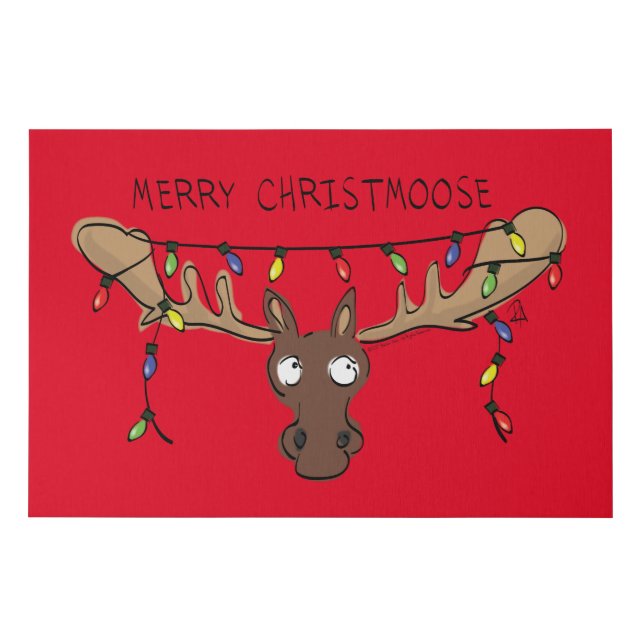 Christmas Moose Cute Funny Holiday Animal Faux Canvas Print (Front)