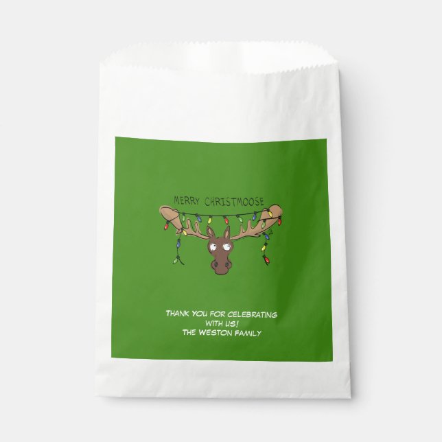 Christmas Moose Cute Funny Holiday Animal Favor Bag (Front)