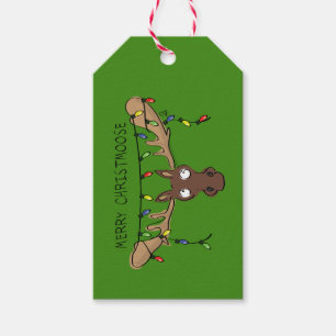 Christmas Moose Cute Funny Holiday Animal Gift Tags