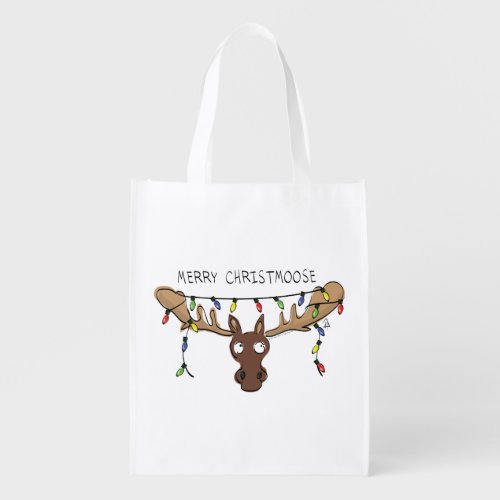 Christmas Moose Cute Funny Holiday Animal Grocery Bag