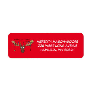Christmas Moose Cute Funny Holiday Animal Label