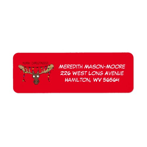 Christmas Moose Cute Funny Holiday Animal Label